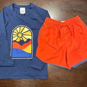 Hanna Andersson Blue and Orange Kids Rashguard Set